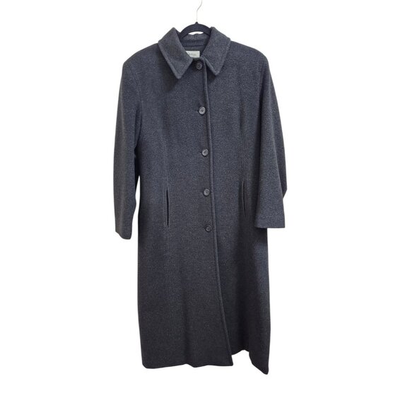 Calvin Klein Wool Long Coat Women’s Sze 4 Charcoal Gray Button Front Classic - Picture 2 of 15